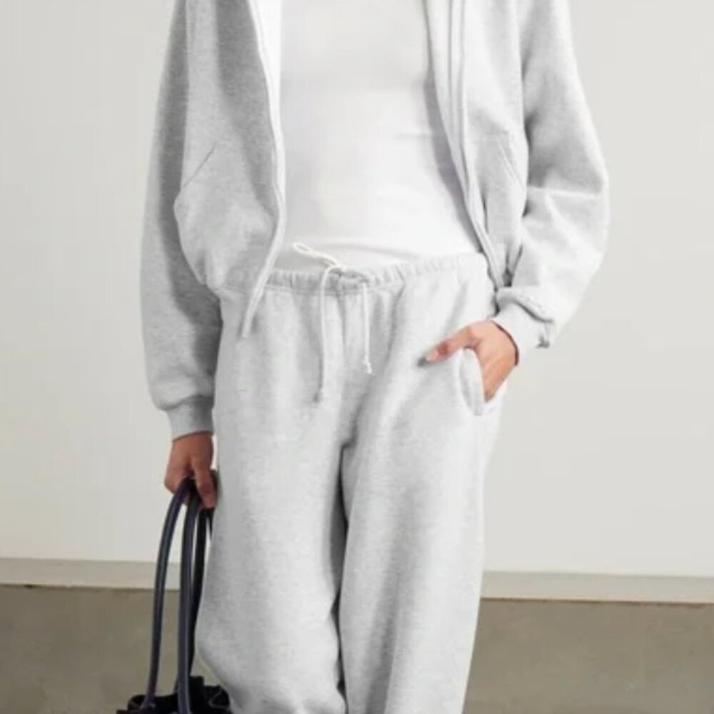 SKIMS Gray Track Pants & zip up set